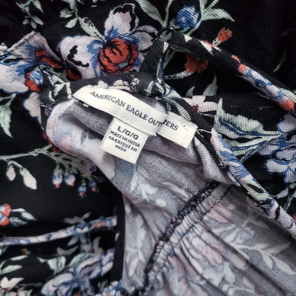 AE American Eagle Floral strappy cross bag swing dress printed viscose large - Picture 4 of 13